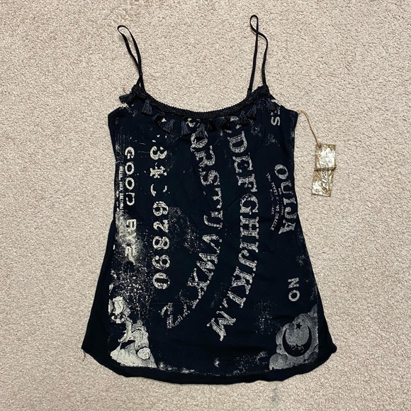 Lip Service Tops - RARE Lip Service 2012 Step in Time Gypsy Nights Ouija Tassel Cami Tank Top NWT L